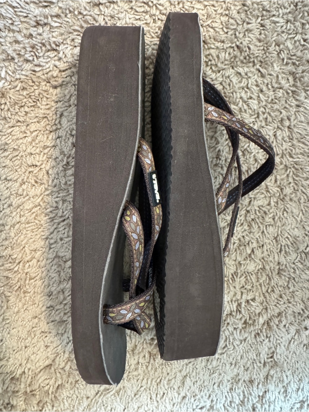 Teva Brown Strappy Flip Flop Sandals| Wedge | - Picture 6 of 6